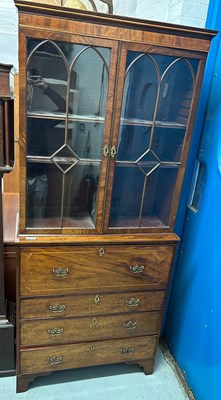 Lot 305 - A 19TH C SECRETAIRE BOOKCASE, mahogany with...