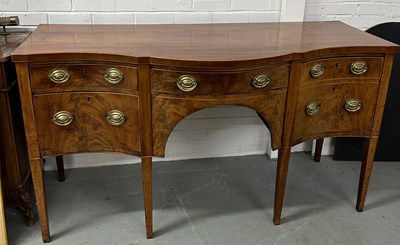 Lot 312 - A GEORGIAN SERPENTINE SIDEBOARD WITH MARQUETRY...