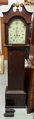 Lot 316 - AN EIGHT-DAY LONGCASE CLOCK, oak, with a brass...