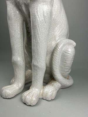Lot 347 - A LARGE FREE STANDING CERAMIC PANTHER STATUE,...