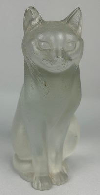 Lot 354 - A LARGE LALIQUE FROSTED GLASS SEATED CAT, 21cm...