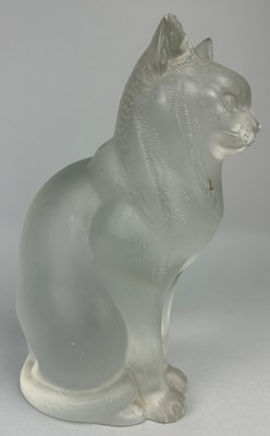 Lot 354 - A LARGE LALIQUE FROSTED GLASS SEATED CAT, 21cm...