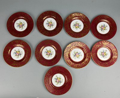 Lot 371 - A SET OF NINE MINTON PLATES DECORATED WITH...