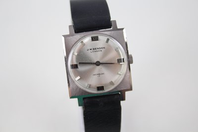 Lot 166 - MENS J.W.BENSON SQUARE CASE WATCH HAND-WIND WORKING