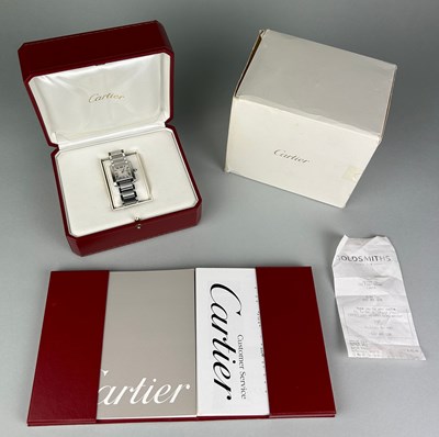 Lot 15 - A GENTLEMAN'S CARTIER STAINLESS STEEL TANK...