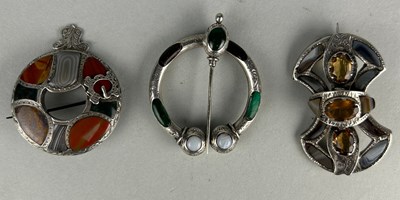 Lot 72 - A SET OF THREE SCOTTISH SILVER BROOCHES LATE...