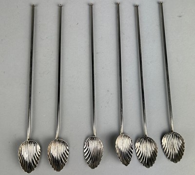 Lot 91 - A SET OF SIX SILVER PLATED COCKTAIL STIRRERS...