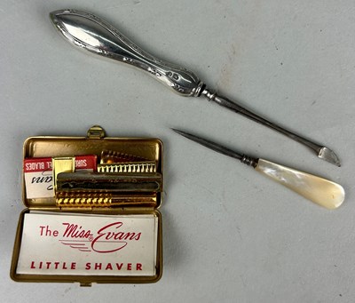 Lot 91A - A SILVER NAIL PICK, OTHER IMPLEMENT AND A...