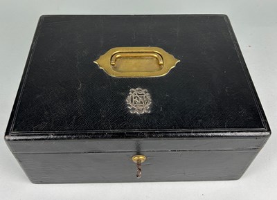 Lot 96 - AN ASPREYS AND SONS BLACK LEATHER TRAVELLING...