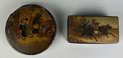 Lot 120 - A 19TH CENTURY RUSSIAN PAPIER MACHE BOX WITH...