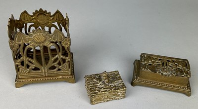 Lot 129 - ARTS AND CRAFTS BRASS STAMP HOLDERS AND PEN...