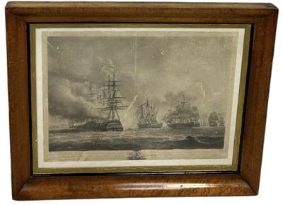 Lot 538A - A MILITARY PRINT ON PAPER DEPICTING THE APPROACH OF THE BRITISH TO THE ATTACK OF THE FRENCH UNDER ADMIRAL DE BRUEYS