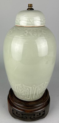 Lot 141 - A CHINESE REPUBLIC PERIOD CELADON VASE EARLY...