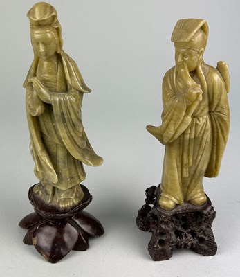 Lot 159 - A PAIR OF 20TH CENTURY CHINESE JADE CARVINGS...