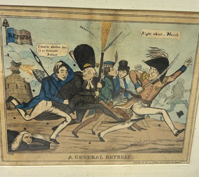 Lot 558 - CHARLES JAMSEON: 'A GENERAL RETREAT' POLITICAL CARTOON COLOURED PRINT