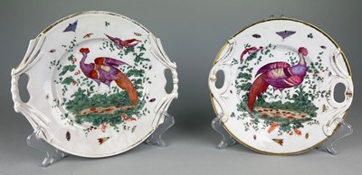 Lot 207 - CHELSEA PORCELAIN TWO HANDLED PLATES DECORATED...