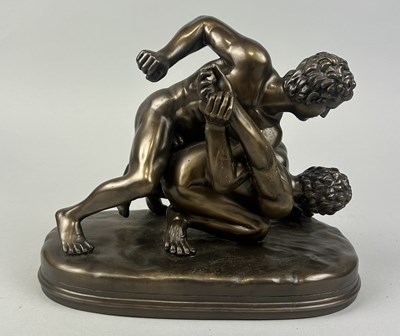 Lot 303 - A SCULPTURE DEPICTING TWO WRESTLERS