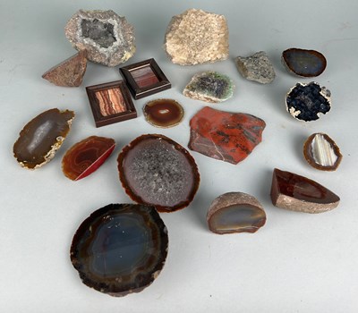 Lot 319 - A COLLECTION OF MINERALS, GEODES AND POLISHED...