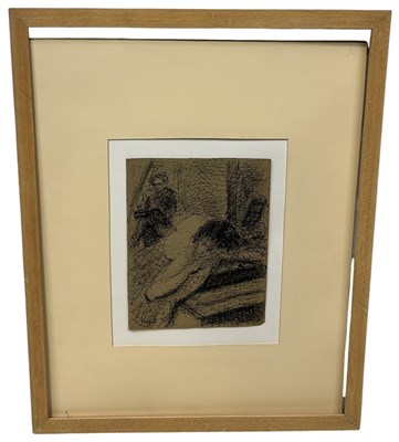 Lot 515 - PHILIPPE BERGERAT: AN INK DRAWING ON PAPER DEPICTING TWO FIGURES