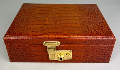 Lot 359I - A SMALL CROCODILE SKIN JEWELLERY BOX, 

With...