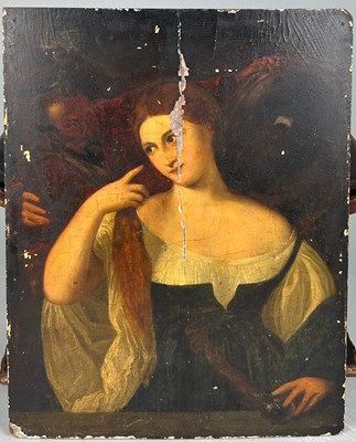 Lot 363 - AFTER TITIAN: OIL ON BOARD PAINTING OF A...