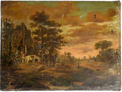 Lot 366 - A 19TH CENTURY OIL ON CANVAS LANDSCAPE...