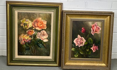 Lot 374 - A PAIR OF 20TH CENTURY FLORAL OIL PAINTINGS,...