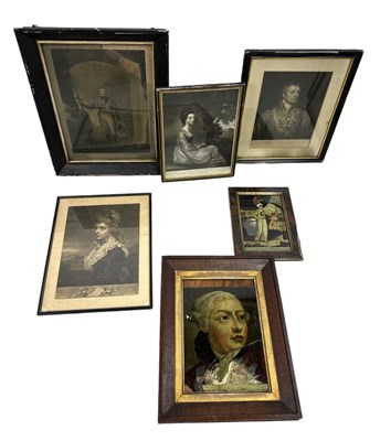 Lot 561 - A GROUP OF FIVE 18TH/19TH CENTURY PORTRAIT PRINTS TO INCLUDE ONE AFTER JOSHUA REYNOLDS