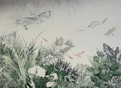 Lot 425 - ANNA PUGH (B.1938) 'DRAGONFLY',

Aquatint,...