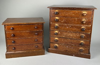 Lot 448 - TWO ANTIQUE MAHOGANY COLLECTORS CABINETS OF...