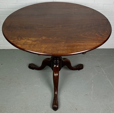 Lot 451 - A 19TH CENTURY TILT TOP TABLE ON TURNED COLUMN...