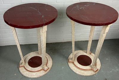 Lot 456 - A PAIR OF SIMULATED MARBLE PAINTED GUERIDON...