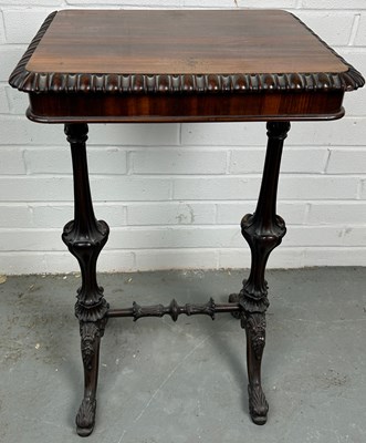 Lot 458 - A 19TH CENTURY ROSEWOOD SIDE TABLE WITH CARVED...