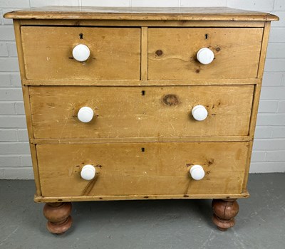 Lot 461 - A PINE CHEST OF DRAWERS, TWO SHORT DRAWERS...