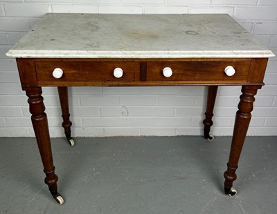 Lot 463 - A 19TH CENTURY MARBLE TOP WASHSTAND TABLE,...