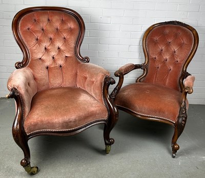 Lot 471 - TWO 19TH CENTURY SPOONBACK ARMCHAIRS...