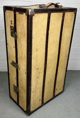 Lot 513 - A LARGE BEIGE TRAVEL WARDROBE TRUNK WITH...