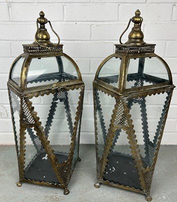 Lot 529 - A PAIR OF ANTIQUE METAL AND GLASS GARDEN...