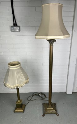 Lot 541A - A LARGE CORINTHIUM COLUMN BRASS STANDARD LAMP,...