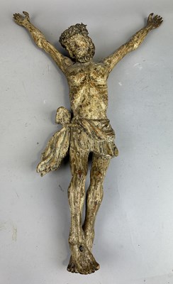 Lot 244 - A 17TH CENTURY SPANISH CORPUS CHRISTI, CARVED WOOD WITH TRACES OF POLYCHROME