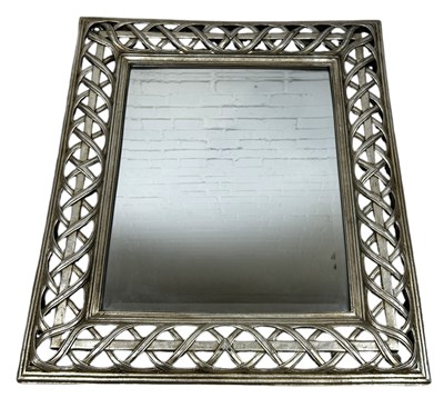 Lot 679 - A LARGE MODERN SILVER PAINTED WALL MIRROR