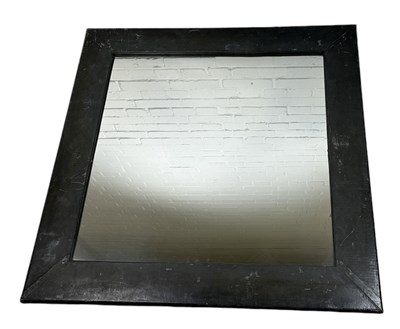 Lot 680 - A LARGE METAL FRAMED WALL MIRROR