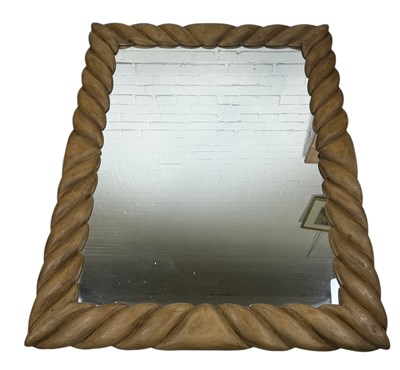 Lot 685 - A LARGE MODERN CARVED ROPE TWIST WALL MIRROR