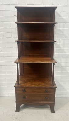 Lot 624 - A LATE GEORGIAN MAHOGANY WATERFALL BOOKCASE