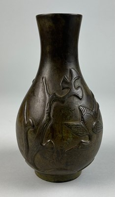 Lot 8 - A CHINESE BRONZE VASE DECORATED WITH DEER AND...