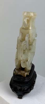 Lot 36 - AN 18TH CENTURY CHINESE JADE WINGED DRAGON...