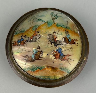 Lot 111 - A 20TH CENTURY INDIAN PAINTED SNUFF BOX,

5cm...