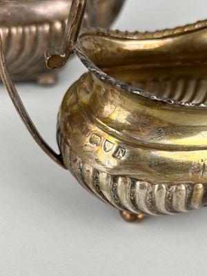 Lot 141 - A SILVER TEA POT MILK JUG AND SUGAR BOWL,...