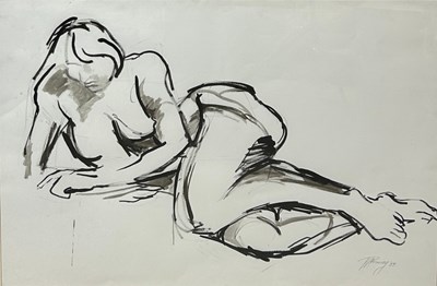 Lot 507 - AN INK AND BRUSH DRAWING DEPICTING A NUDE STILL LIFE