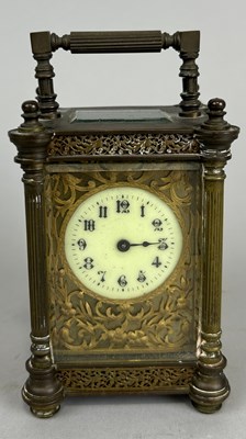 Lot 312 - A FRENCH BRASS CARRIAGE CLOCK